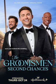 the groomsmen second chance movie poster with two men in tuxedos standing next to each other