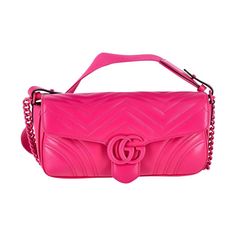 Gucci Medium Gg Marmont Flap Matelass Shoulder Bag In Pink Leather. The Gucci Gg Flap Bag Is A Timeless Classic, Now Both Soothing And Colorful. This Leather-Embellished Piece Is Crafted From Calfskin In Vibrant Pink And Complemented With A Polished Pink Chain Shoulder Strap For A Look That's As Chic As It Is Practical. Gucci Medium Gg Marmont Flap Matelass Shoulder Bag In Pink Leather Color: Pink Material: Leather Condition: Excellent Sign Of Wear: No Sku: 280736 / Napbkgbba277639w Dimensions: Pink Chain, Gg Marmont, Pink Leather, Flap Bag, Timeless Classic, Gucci Bag, Calf Skin, Shoulder Strap, Bag Lady