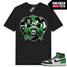 "Lucky Green 1s Jordan matching shirt by Sneaker Match Tees brand. Official Sneaker Match Tees shirt designed to match the Jordan 1 \"Lucky Green\" retro sneakers. *Sneakers are for matching purposes only, NOT included in the sale* True to size Men's shirt 100% Soft Cotton Regular Fit" Lucky Green Jordan 1, Bred 11, Green Jordans, Sneaker Match Tees, Green Retro, Sneaker Tee, Lucky Green, Tee Shirt Designs, Retro Sneakers