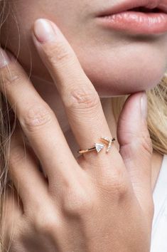 Gold Thumb Rings, Arrow Ring, Triangle Ring, The Perfect Girl, Triangle Design, Cuff Rings, Cubic Zirconia Rings, Open Design, Thumb Rings