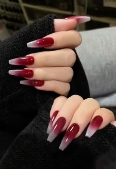 Red Ombre Nails Acrylic, Simple Red And Black Nails, Tato Minimal, Brown Acrylic Nails, Hello Nails, Blush Nails, Pretty Gel Nails, Cat Eye Nails