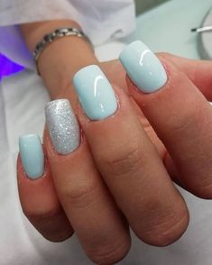 Tiffany Blue Nails, Unghie Sfumate, Blue Nail Designs, Blue Nail, Popular Nails, Short Acrylic Nails Designs, Bold And Beautiful