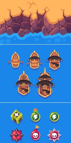 an image of the game's screenshots, including boats and other items