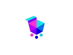 an image of a colorful shopping cart with dots on the bottom and one in the middle