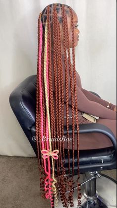 Girl Hairstyles Black Women, Pink Hair Blonde, Pink Box Braids, Girl Hairstyles Black, Brown And Pink Hair, Braiding Hair Colors, Butterfly Braid, Corset Fashion Outfits, Knotless Box Braids