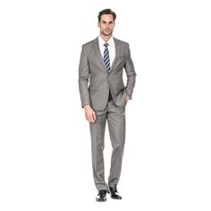 Porto Filo Mens Slim Fit Suits are made with high quality fabric that offer you a look of luxury. Designed in Italy and headquartered in Los Angeles, we proffer our signature Slim Fit cut suits that allow you to wear confidence that suits you. Size: 46S/40W.  Color: Gray.  Gender: male.  Age Group: adult. Mens Slim Fit Suits, Grey Slim Fit Suit, Slim Fit Suit Men, Slim Fit Suits, Fitted Suit, Suit And Tie, Suits You, Quality Fabric