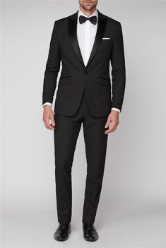 Black Tuxedo For Men, Black Tuxedo Wedding, Mens Tux, Men Tuxedo, Black Tie Dress Code, Black And White Suit