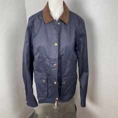 J.Crew Chore Barn Jacket Liberty Floral Womens Xst Please Check Photos For Measurements Classic Blue Button-up Utility Jacket, Classic Blue Utility Jacket With Button Closure, Navy Utility Jacket With Button Closure For Winter, Blue Utility Jacket For Workwear In Fall, Navy Long Sleeve Utility Jacket For Fall, Blue Utility Jacket With Snap Buttons For Work, Winter Blue Blazer With Snap Buttons, Classic Blue Utility Jacket For Spring, Classic Blue Long Sleeve Utility Jacket