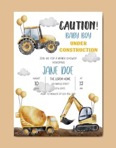 a construction themed baby shower is shown