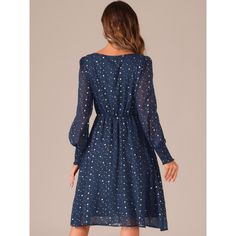 Adorned with a celestial star print, this dress is perfect for those who want to shine bright at casual gatherings or special occasions. Featuring puff long sleeves that add a touch of sophistication, this midi dress is designed to make a statement while offering comfort and style. Crafted from breathable fabric, this dress offers both flexibility and ease of movement, ideal for all-day wear. The mesh detailing adds a hint of elegance and texture, adding a modern twist to a classic design. Perfe Dress Dark Blue, Mesh Midi Dress, Puff Long Sleeves, Glitter Stars, Pleated Midi Dress, Long Sleeve Midi, Long Sleeve Midi Dress, Boho Women, Boho Floral