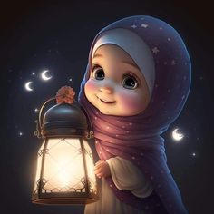 a cartoon character holding a lantern in her hand