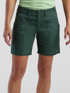 Put your best half forward. These Brash™ ripstop bottoms are durable, stretchy, utterly perfect-fitting, and handle rough terrain like a pro. P.S. They're so damn good looking they fit right in at brunch. 2, 4, 6, 8, 10, 12, 14. Hiking Shorts, Jungle Green, Hiking Women, Like A Pro, Fabric Collection, P S, Front Zipper, Work Outfit, Stand Up