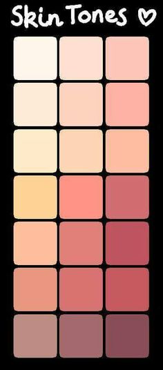 the color chart for skin tones is shown