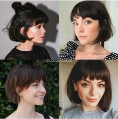 Short Haircut Straight Hair Layers, Short Bob With Fringe Bangs, Chin Length Bob With Bangs Fine Hair, Thick Bangs Short Hair, Short French Bob With Fringe, French Bob Bangs, Bob Hair With Fringe, Bob With Choppy Bangs