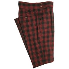 A Must-Have Style In Every Man’s Wardrobe, You Will Never Look Boring Again With These Plaid Check Trousers In Red And Black. Elegantly Made With High Quality Craftsmanship In A Straight Fit, Flat-Front Style From Premium Quality Wool, These Trousers Feature A Button And Zip Closure With A Wide Waistband With Two Extended Fastening Tabs. This Pair Of Men's Pants Is Perfect For Work And Everyday Wear, Business Meetings, Parties, Gala Dinners Or Summer Weddings. Buy It For Yourself, Or Gift It To Gurkha Pants, Formal Wedding Suit, Check Trousers, Checked Trousers, Black Slacks, Summer Weddings, Red And Black Plaid, Men's Wardrobe, Every Man