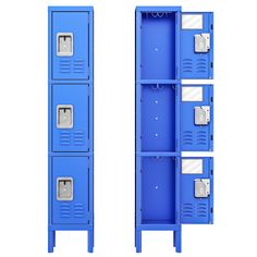 two blue lockers side by side on a white background