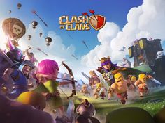 the clash of clans screen is shown in this screenshot from an interactive video game