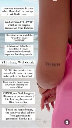 the back of a woman's arm with words on it and an image of her wrist