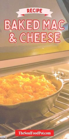 baked macaroni and cheese in an oven with the words recipe baked macaroni and cheese