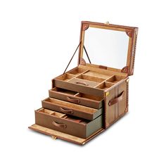 three drawers are stacked on top of each other in the shape of an open suitcase