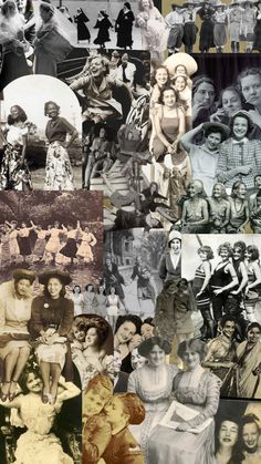 an old photo collage with many different women and children in it's photos