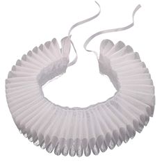 a white ribbon is attached to the back of a plastic fan shaped object on a white background