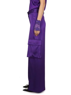 Versace's Wide-Leg Trousers from their SS23 collection. Designed to make a bold statement, these trousers feature a vibrant orchid-purple hue, embodying the experimental and dramatic themes of the collection.Key Features:- Wide-Leg Cut: Offers a roomy fit over the leg while maintaining a close fit at the waist for a flattering silhouette.- Material: Crafted from 100% viscose, a midweight non-stretch fabric, ensuring both comfort and a luxurious feel.- True to Size: These trousers fit true to siz Orchid Purple, Monogrammed Items, Purple Hues, Model Fits, Bold Fashion, Wide Leg Trousers, Luxury Boutique, Cargo Pants, The Collection