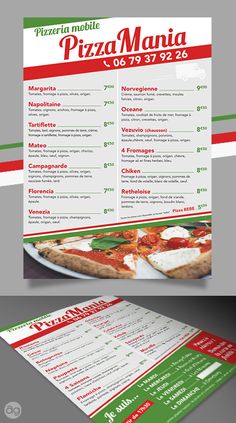 the pizza menu is ready to be eaten