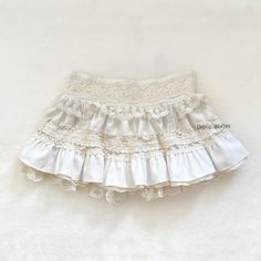 Vintage style ruffle lace mini skirt from... - Depop White Ruffle Skirt, Layered Mini Skirt, Lace Mini Skirt, White Lace Skirt, Cream White Color, White Mini Skirt, Liz Lisa, Miniskirt Outfits, Goth Grunge