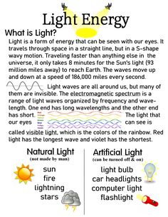 an info sheet describing the effects of light energy