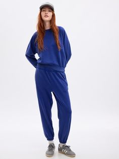 High Rise Boyfriend Joggers | Gap Casual Super Soft Sweats With Relaxed Fit, Casual Super Soft Relaxed Fit Activewear, Blue Activewear For Loungewear, Casual Activewear With Relaxed Fit And Super Soft, Solid Color Soft-washed Sweats For Loungewear, Soft-washed Solid Color Sweats For Loungewear, Solid Soft-washed Sweats For Loungewear, Sporty Relaxed Fit Sweats For Relaxation, Sporty Joggers With Elastic Waistband For Relaxation