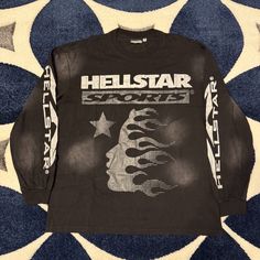 Hellstar Sports Black Logo Longsleeve T-Shirt Men’s Size Large Black Long Sleeve Shirt, T Shirt Men, Black Logo, Black Gray, Long Sleeve Tshirt, Black And Grey, Long Sleeve Tees, Long Sleeve Shirts, Tee Shirts