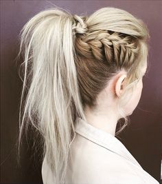 French Braid Ponytail, Pony Hairstyles, Prom Hair Updo, Braided Hairdo, Blonde Braids, Braided Ponytail Hairstyles, Estilo Rock, High Ponytail, Classic Hairstyles