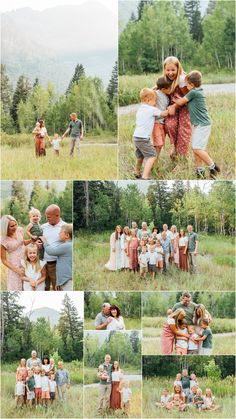 a collage of family photos taken in the mountains