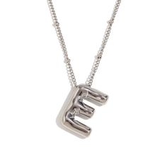 Bubble/Balloon Letter E Initial Necklace Elevate Your Style With Our Very Popular Silver Bubble Initial Necklace. Balloon Letter Pendant On A Delicate Beaded Satellite Chain. Chain Length - 17 1/2- 19 1/2 Inches All Jewelry Comes Beautifully Packaged And Ready For Gift Giving. #Balloon #Bubble #Necklace #Initial #Silver E Initial Necklace, E Initial, Balloon Necklace, Bubble Necklace, Necklace Initial, Pearl Jewelry Necklace, Letter Balloons, Letter E, Faux Pearl Necklace