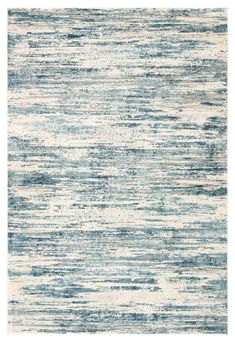 an area rug with blue and white stripes