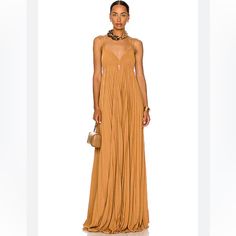 Alc Arianna Bronze Pleated Maxi Dress . A Showstopper Chic Apricot Dress For Evening, Chic Apricot Evening Dress, Orange Maxi Dress For Cocktail, Chic Orange Maxi Dress For Cocktail, Orange Cocktail Maxi Dress, Brown Summer Cocktail Maxi Dress, Summer Cocktail Brown Maxi Dress, Chic Pleated Brown Maxi Dress, Elegant Orange Pleated Maxi Dress