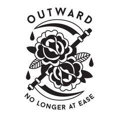 the logo for outward no longer at ease, with an image of a rose on it