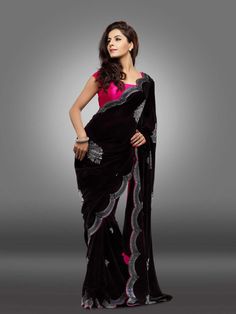 isha talwar black saree images | http://www.atozpictures.com/isha-talwar-saree-gallery Makeup On Black Saree, Black Saree Designs, Isha Talwar, Malayalam Actors, Saree Kerala, Thievery Corporation, India Sari, Saree South Indian, Jute Silk Saree