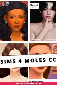 six different avatars with the words sims 4 molees cc