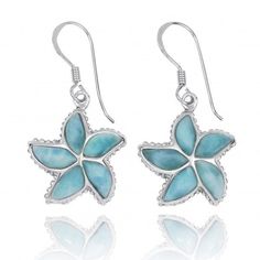 these Starfish earrings were made from silver and aaa Larimar . check out our Matching starfish items to create your own Nautical Jewelry set. Jewelry TypeEarrings Length30.47 mm Width16.55 mm Height4.63 mm Total Stone Weight5.5 ct Metal TypeSterling Silver Main StoneLarimar Main Stone Quantity10 Main Stone Weight4.5 ct Main Stone Length7.95 mm Main Stone Width3.35 mm . . . . . . . . . . . . . . . . . . . . . Please message if you have any special requests or questions. . . . . . . . . . . . . . Nautical Earrings, Jewelry Hooks, Wire Earring, French Wire Earrings, Earrings Beach, Starfish Earrings, Larimar Jewelry, Larimar Stone, Nautical Jewelry