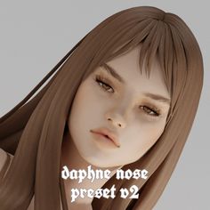 an animated image of a woman with long brown hair and text that reads, dappine nose preset 2