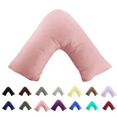 various colors of pillows on a white background