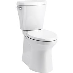 a white toilet with the lid up and no tank in front of it on a white background