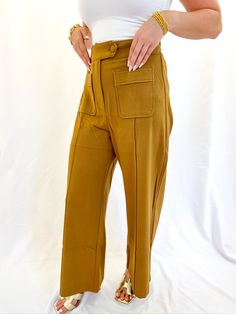 A knit trouser with front pockets, pleated seams, an elastic waist in a gorgeous camel color. Camel Pants, Beautiful Lakes, Camel Color, Accessories Store, Camel, Elastic Waist, Dress Shoes, Trousers, Elastic