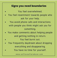 a green poster with the words signs you need boundariess