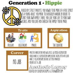 a poster with the words generation 1 hippie on it