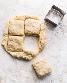 the dough has been cut into squares and is ready to be baked