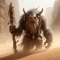 an image of a horned creature in the desert