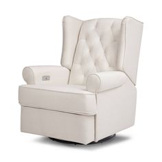 the glider recliner is upholstered and ready to be used as an office chair